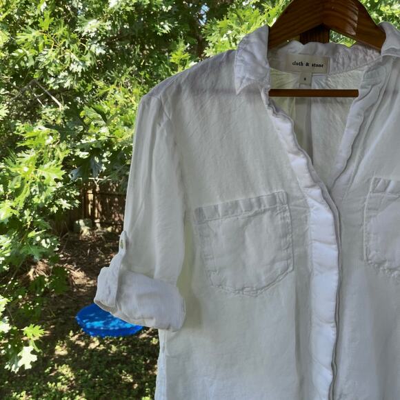 Cloth & Stone Women's White 100% Linen Button Down Top Size S - Picture 3 of 8